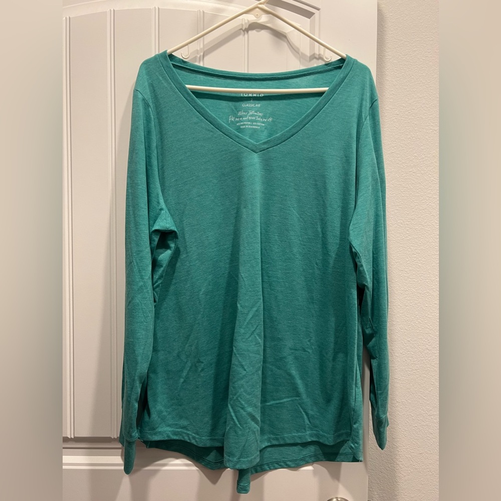NEW WITH TAGS! Torrid Turquoise Long Sleeve Shirt, Size 2x